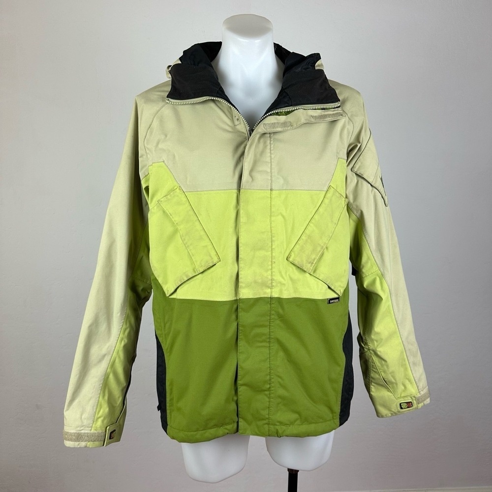 Burton Multicolor Hooded Zipper Front Velcro Cuffs Colorblock Jacket Size M